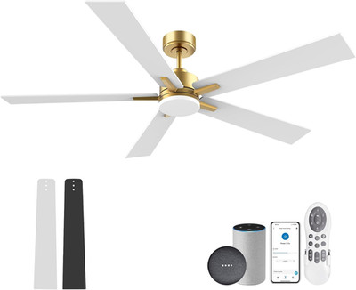 60'' Smart Ceiling Fan with Lights, Remote & Voice Control - Modern Elegance