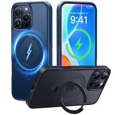 CASEKOO Ultra-Magnetic Stand for iPhone 16 Pro Max Case, Translucent Blue