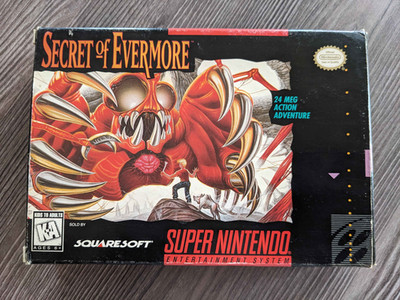 Secret of Evermore (Nintendo SNES, 1995) Complete in Box w/ Manual & Map Tested