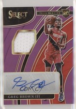 2021-22 Panini Select Rookie Jersey Purple Prizm 86/99 Greg Brown III Auto 0s5