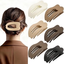6 PCS Flat Hair Clips for Women, French Large 1 Count Pack of 6 , Brown