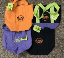 Trader Joe's Halloween Mini Canvas Tote Bags 2025 LIMITED EDITION NWT LOT OF 4