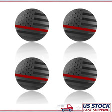 4pcs 56mm Blackred American Flag Wheel Hub Center Cap Sticker Waterproof Univer