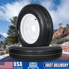 2 Pcs Trailer Tires On Rims 5.30-12 5.30x12 530 X 12 Lrc 5 Lug White Spoke Whee