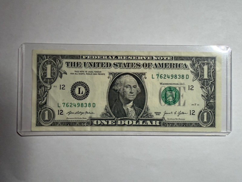 2021 $1 Federal Reserve Note – Bleeding Ink Error – Circulated Condition