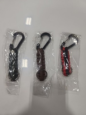Paracord Keychain With Carabiner And Key Ring  Set Of 3  Green Brown Red/black