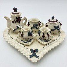 Rare Miniature Tea Set Home Decor Nursery Baby Room Vintage Collectable Heart