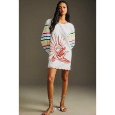 NWT❤️Anthro Farm Rio Long-Sleeve Scallop Mini Dress szM