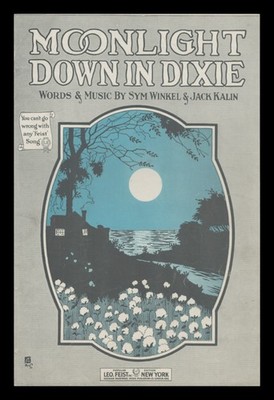 MOONLIGHT DOWN IN DIXIE Sym Winkel/Jack Kalin 1919 Vintage Sheet Music