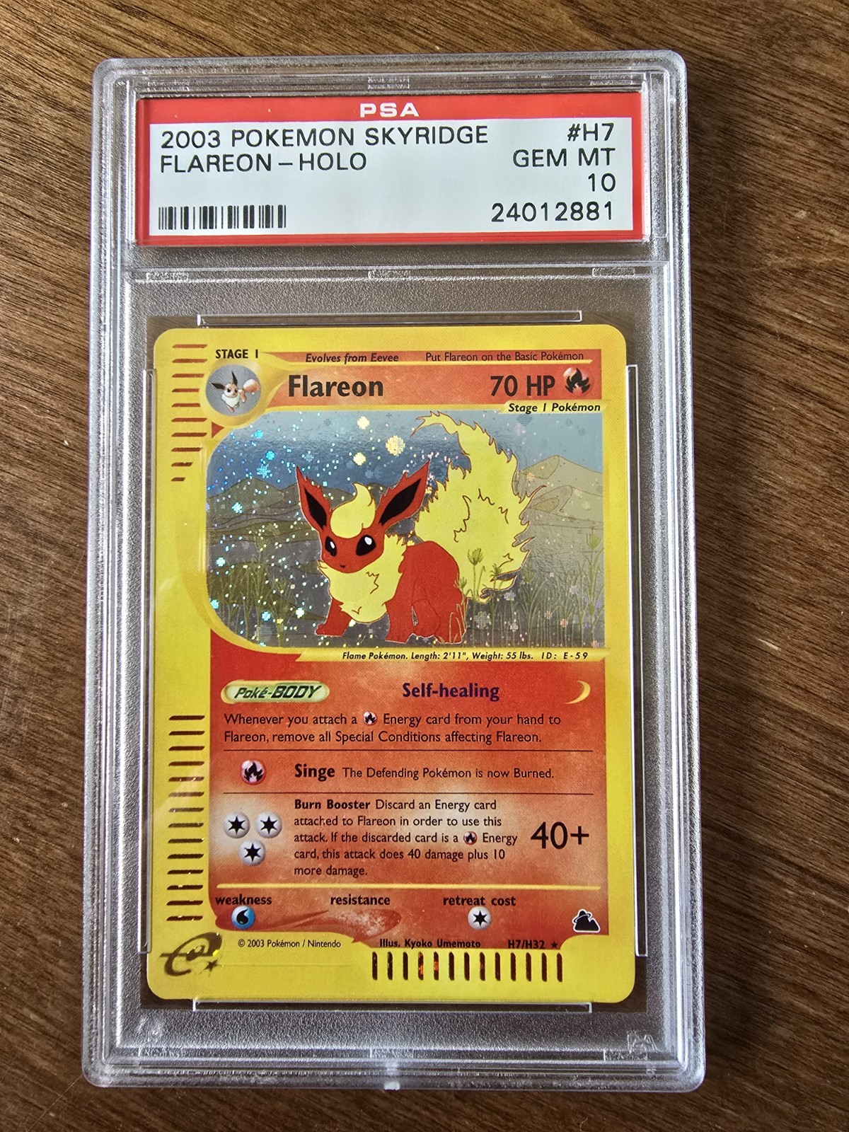 PSA 10 GEM MINT Flareon H7/H32 HOLO RARE Skyridge Pokemon Card