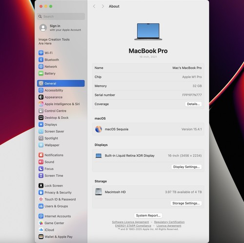 Apple MacBook Pro Retina 16" 2021 4TB SSD 32GB Ram 10C CPU 16C GPU M1 Pro - Grey - Afbeelding 16 van 16