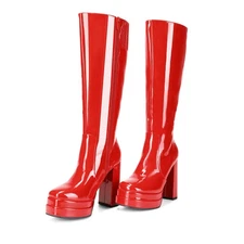 Women Gogo Boots Knee High Boots Platform Chunky Block Heels Sexy Party Boots
