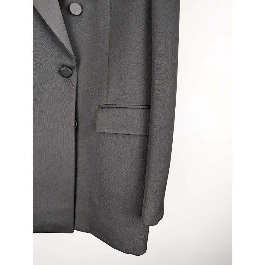 Giacca da sera Saint Laurent Paris Grain De Poudre De Laine nera nuova con etichette 52