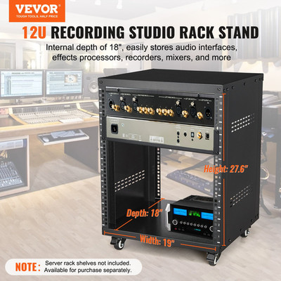 12U AV Rack Stand - 500 lbs Capacity, Ideal for Network, Stereo, and Recording S
