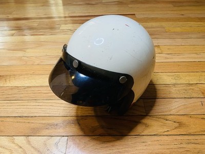 Vintage Helmet White 70s 80s Open Face Bell R-T Motorcycle Award I