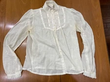 Gunne Sax by Jessica Top Women's Off-White Victorian Prairie 80s sz 11 flaws