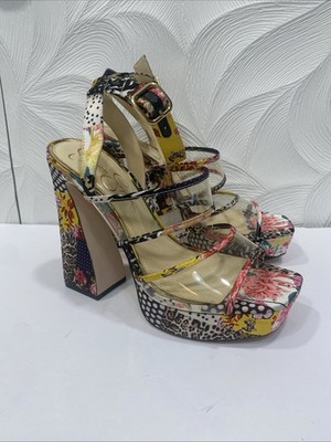 Jessica Simpson Block Platform Women s Sandal Heels Size 9 Multi Color Floral