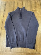 Tommy Hilfiger Boys Size 8 Knit Sweater Navy Blue Long Sleeve 3/4 Zip Neck