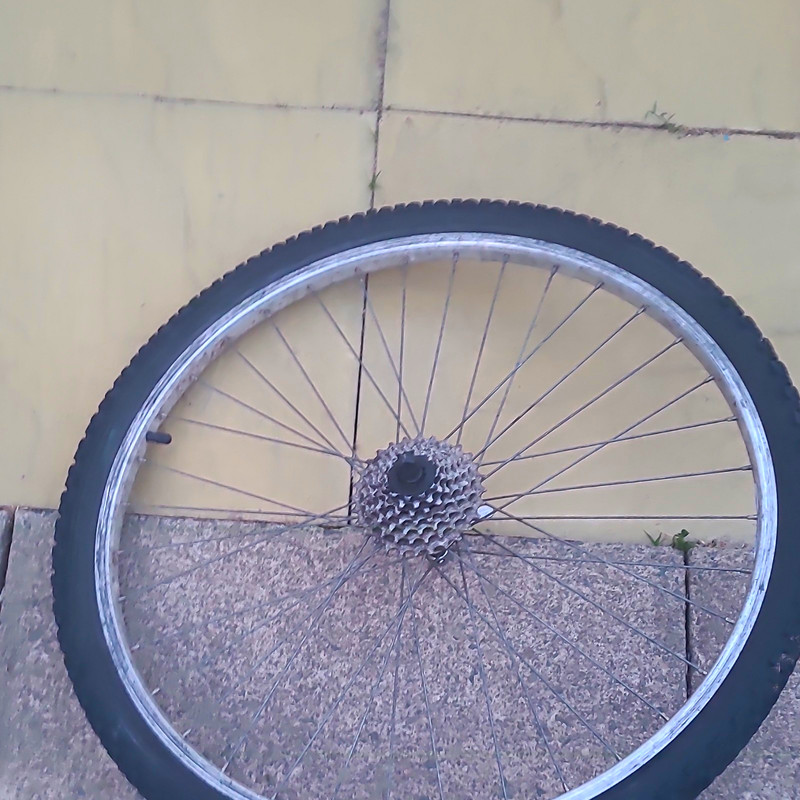 26in Rear MTB Wheel Black/Silver Clincher Rim Brake Schrader 26x1.90 ,CASH ONLY