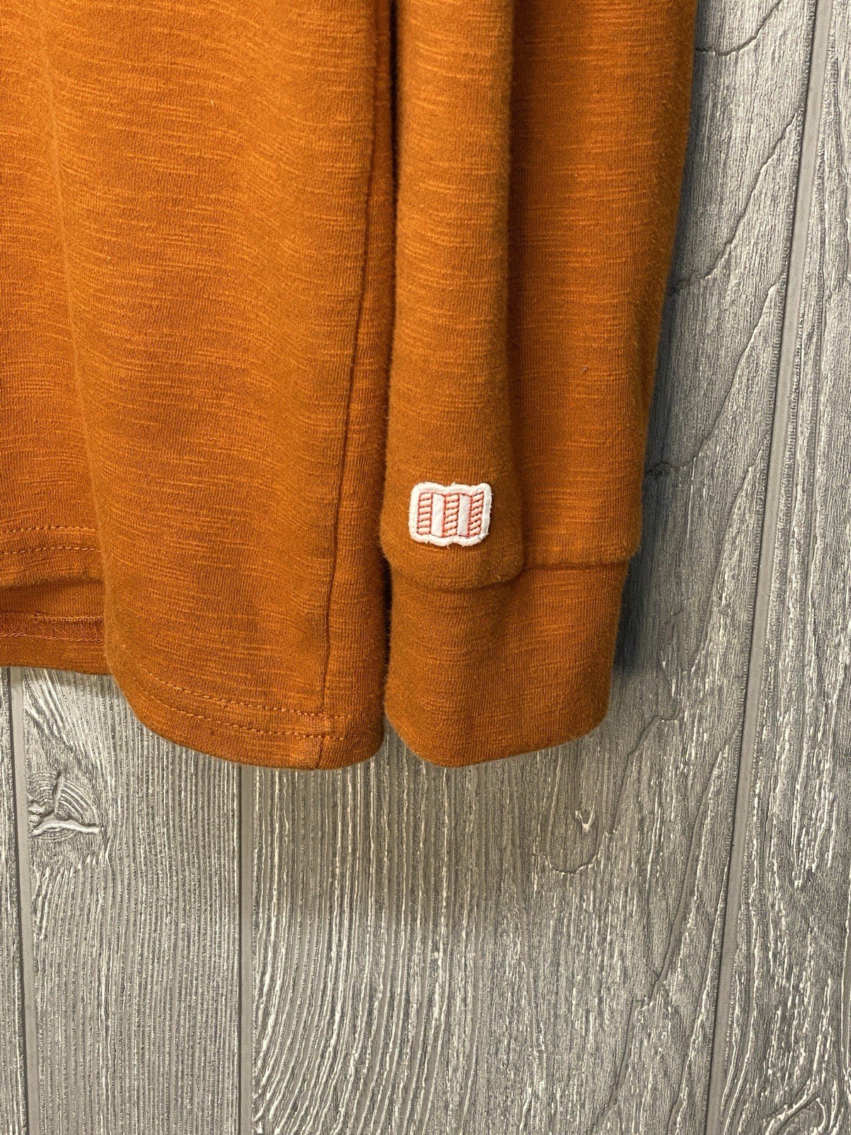 Topo Designs Mens Pocket Sweatshirt Dark Orange Long Sleeve Shirt Size Large