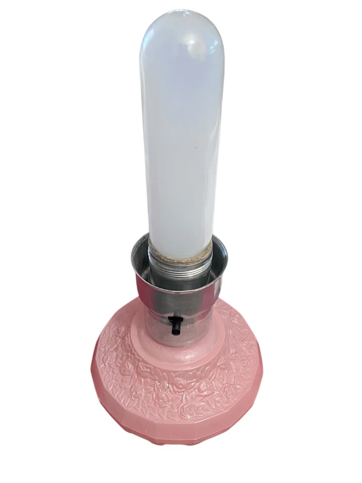 Original 1930s Art Deco Pink Torpedo Glass Lamp Atomic Skyscraper Lamp Boudoir - Image 3 of 4