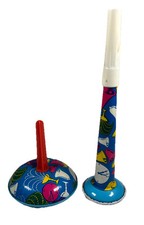 Vintage Lot 2 Tin NOISEMAKERS US Metal Toy Co Horn Party Noise Maker