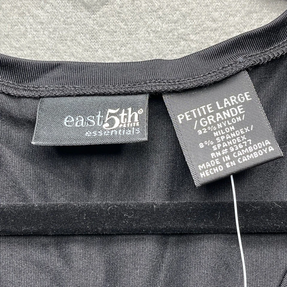 Camiseta Top East 5th Essentials Petite Grande Negra Cuello en V Manga Corta Básica Foto 3 de 4