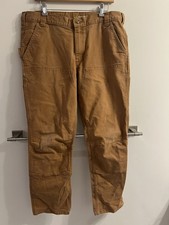 Carhartt B11 BRN loose-fit washed-duck work dungaree pant. With carpenters loop