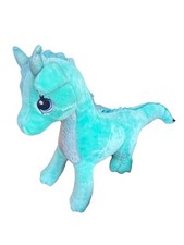 Aurora Sparkle Tales Willow Glitter Dragon Plush 10  x8  Roughly-Stuffed teal