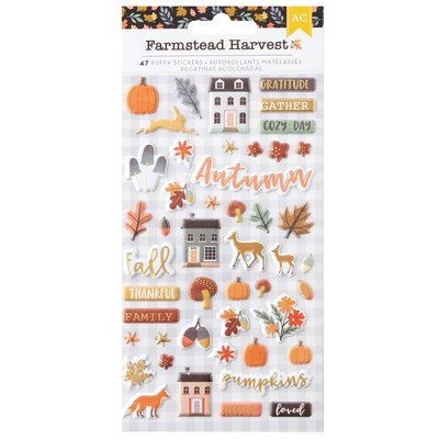 3er Pack - American Crafts Farmstead Harvest Aufkleber 47/Pkg - Icon - Puffy Gold Foi