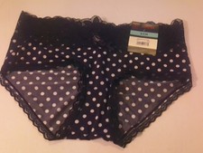 WM'S No Boundaries Micro Lace Hipster Panties Small Black Polka Dot NWT