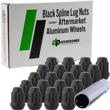 Black M14x1.50 Lug Nuts For Aftermarket Wheels - Closed End Spline - Set of 20