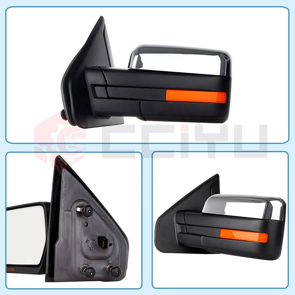 Lámpara de charco de señal térmica eléctrica espejo conductor cromado izquierda para Ford F150 2004-14 Foto 4 de 4