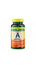  Spring Valley Vitamin A Supplement, 2400 Mcg, 250 Count. Exp:05/2025