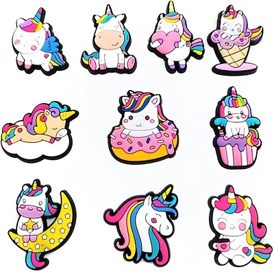 10-Piece Unicorn Shoe Charms for Crocs Jibbitz Kids Accessories