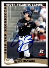 2016 Choice South Atlantic League Top Prospects Corey Zangari Auto #21 Card