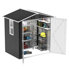 Large Metal Storage Shed 5.6x3.9 ft Garden Backyard Tool House Lockable w/ Doors
