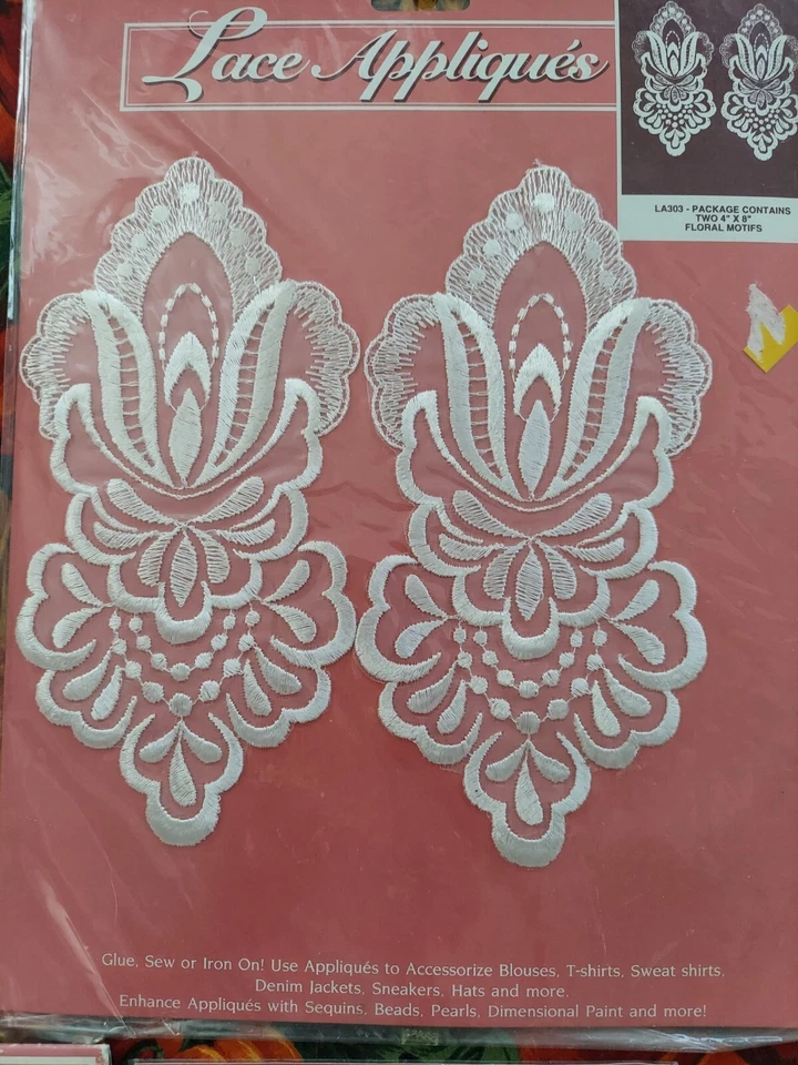 Lot of 4 Sewing Wedding Trim Edging LACE  Appliqués Craft Fabric - Image 2 of 4