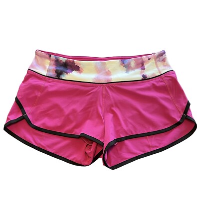 Lululemon Run Speed Up Shorts Sz 6 Pink Raspberry Blooming Pixie Yoga Athletic