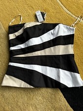 NWT White House Black Market Top Sz 6 Black/White/Tan Corset Bustier Strapless