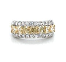 2.76ct tw Canary Fancy Yellow Radiant-cut and White Diamond Ring