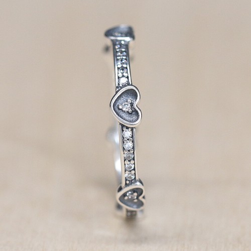 New Authentic Pandora Radiant Sparkling Hearts Ring 192496CZ W Hinged Box - Picture 3 of 5