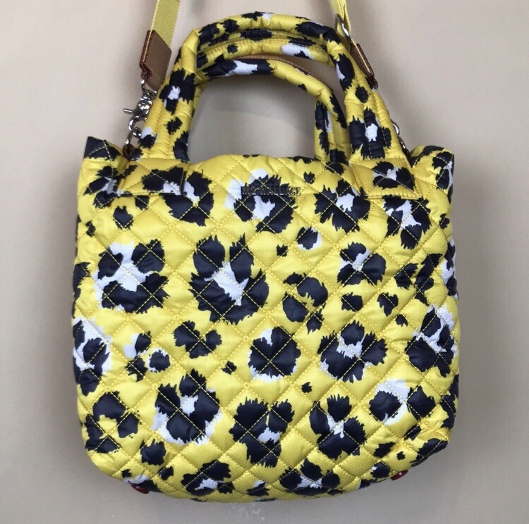MZ Wallace New York Yellow Leopard Metro Tote Deluxe Adjustable