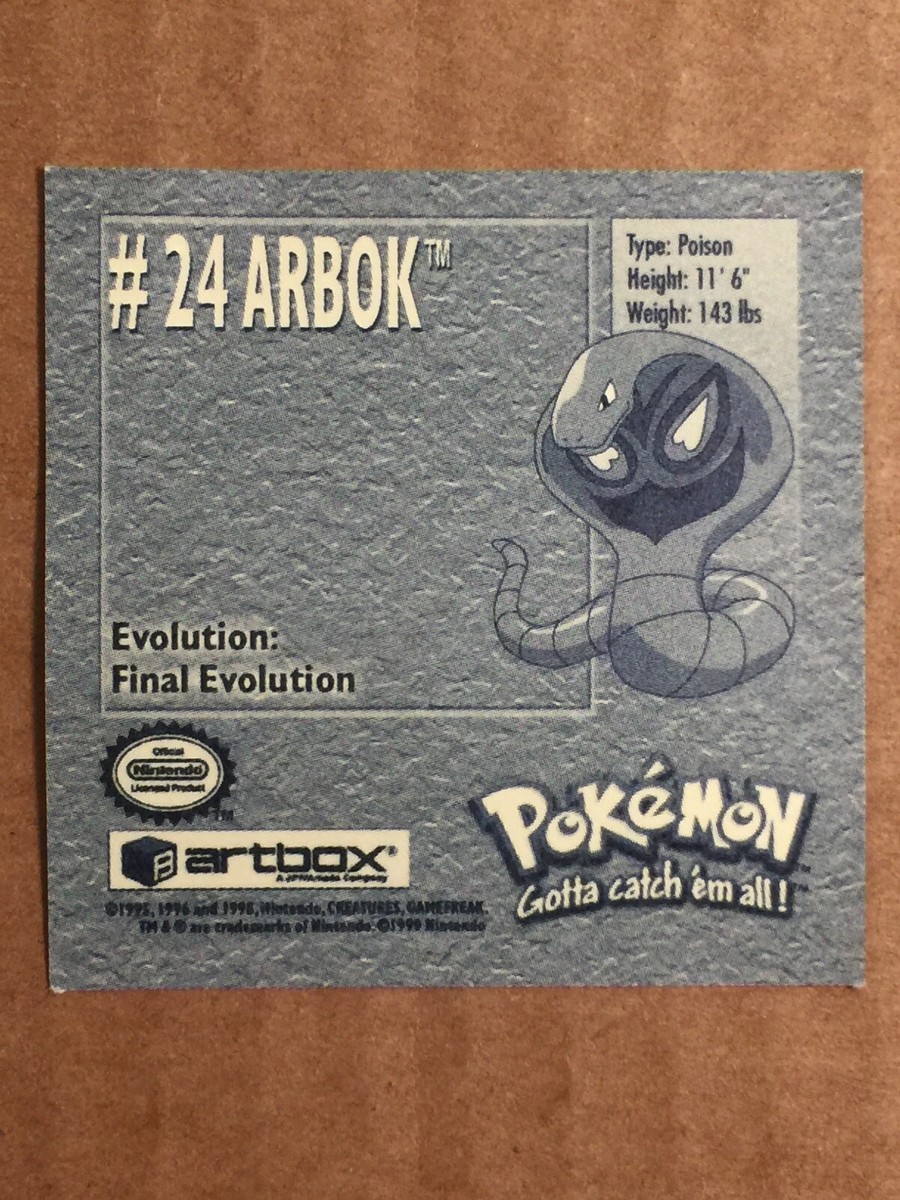 Pokemon 1999 Artbox Series 1 Stickers Arbok 24. FREE SHIPPING! | eBay