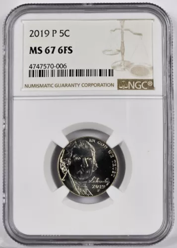 2019 P Jefferson Nickel *** NGC MS 67 6FS