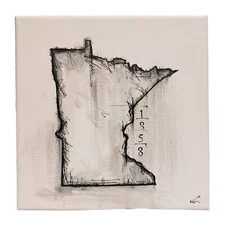 Original Abstract Modern Minimal Ink Painting By K.A.Davis  " Minnesota "