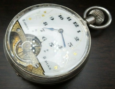 Beautiful Antique 1910s Swiss Sterling Silver Hebdomas 8-Day Pocket Watch |  eBay