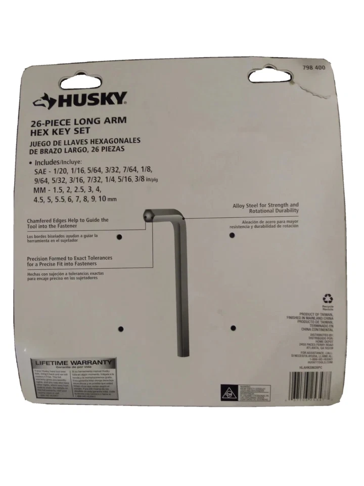 26 Piece Husky 798 400 Long Arm Hex Key Set, 1/2" - 3/8", 1.50mm - 10mm - Image 4 of 4