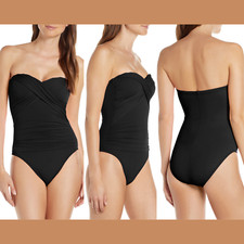 NWT 99 La Blanca Bandeau One-Piece Swimsuit in Black SZ 10  K714