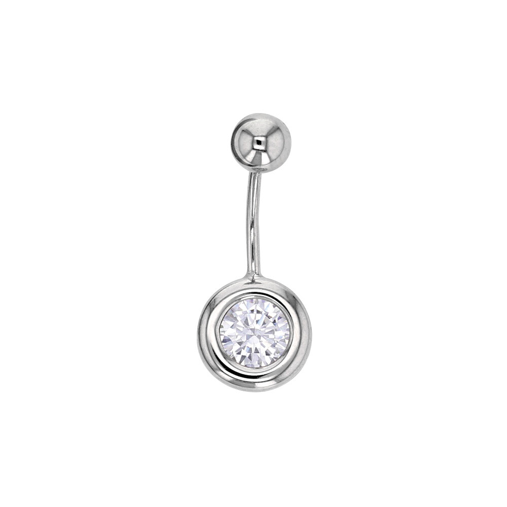 Piercing nombril oxyde de zirconium or blanc 750 bijou de corps 18k